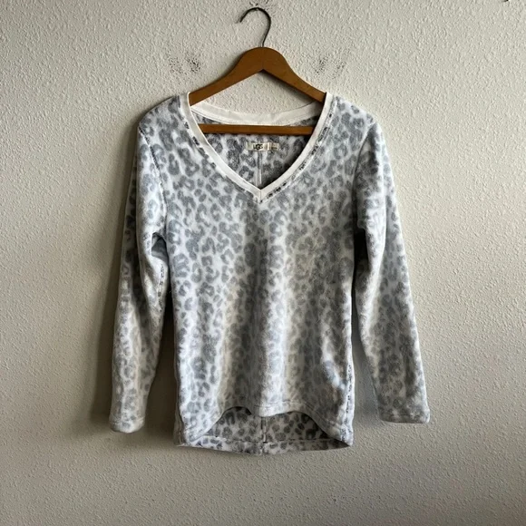 Ugg Women's Top Daisy Fleece Cotton Blend V-neck Long Sleeve Sweater Size S - Picture 2 of 13